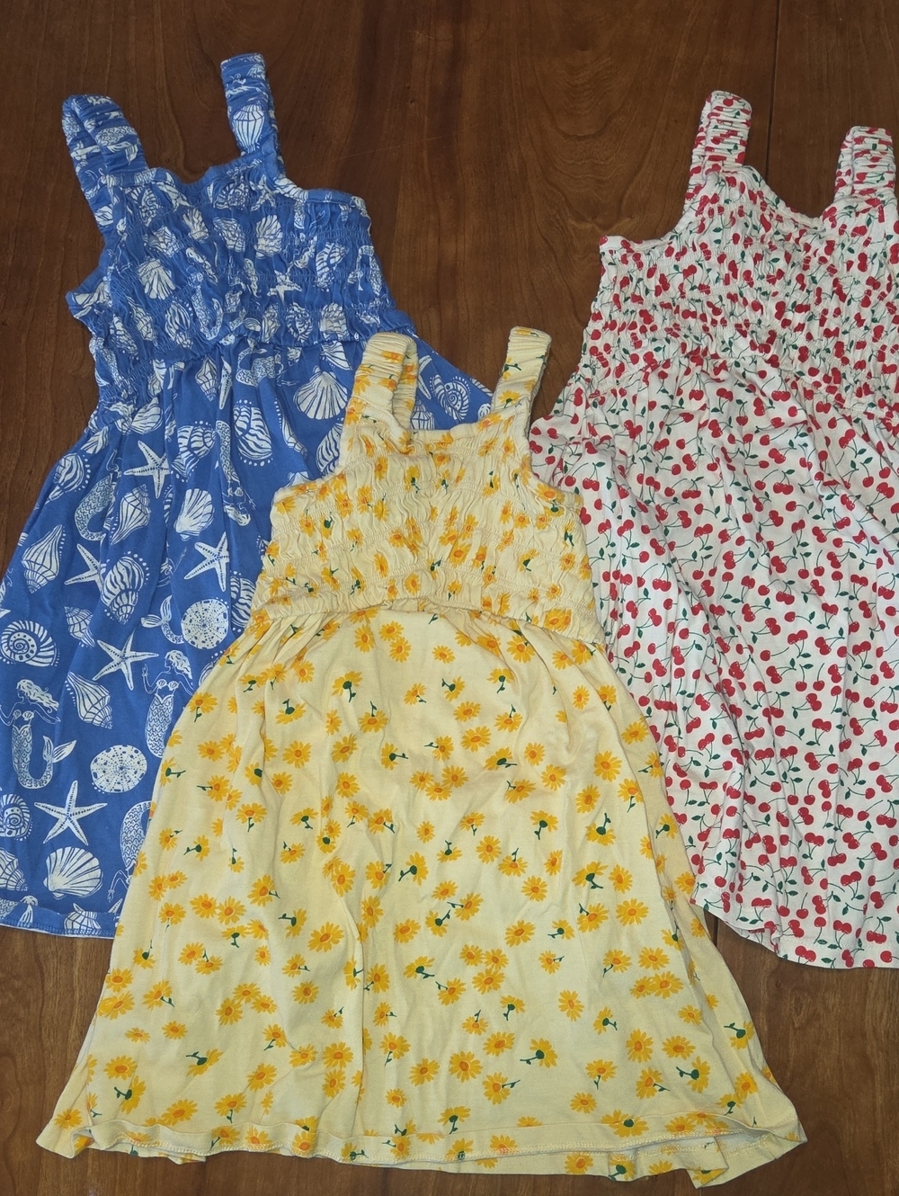 Girls Sunflower Smocked Sundresses - Casual Summer Dresss